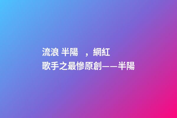 流浪 半陽，網紅歌手之最慘原創——半陽-第1張-觀點-玄機派